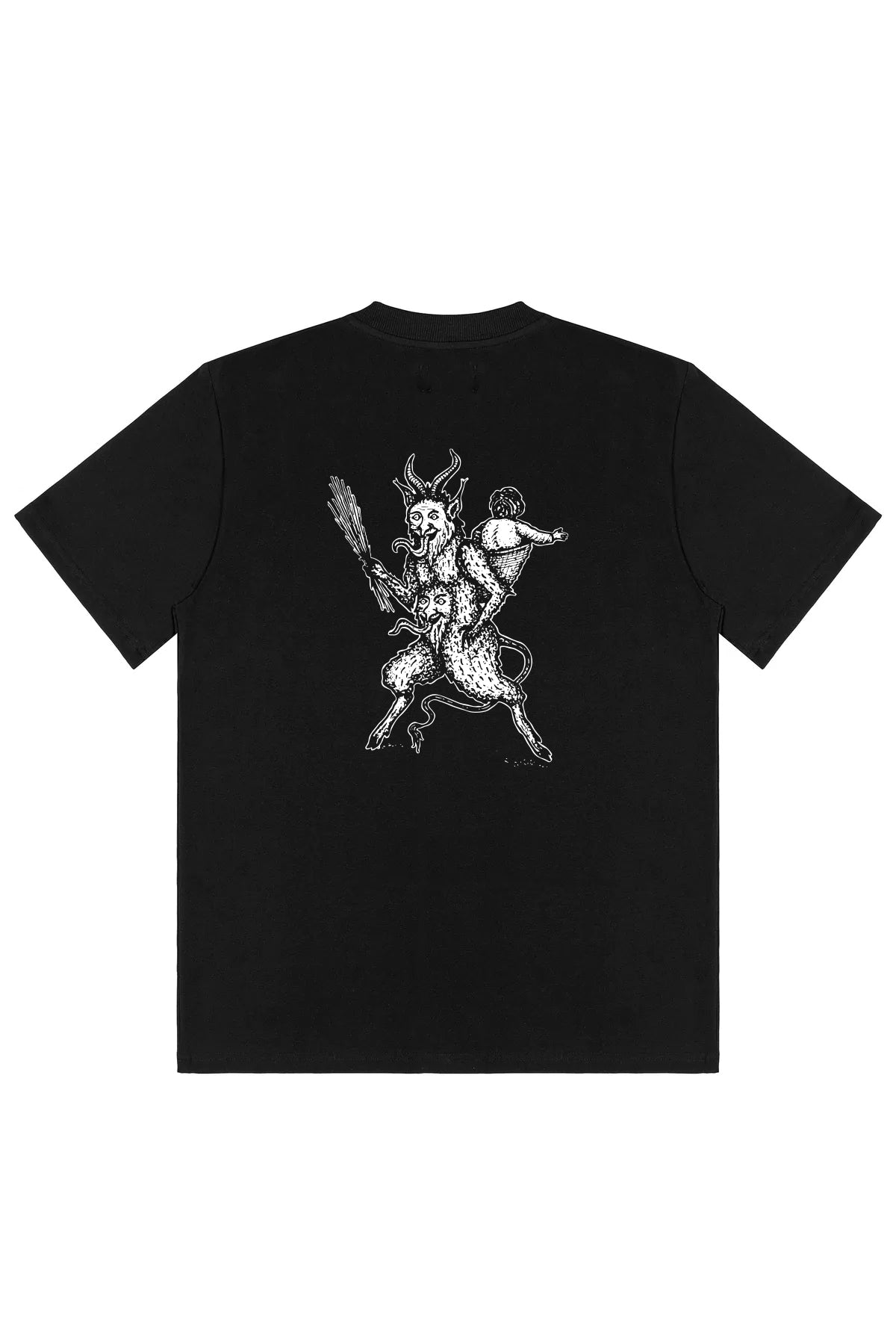 Bies Clothing, czarna koszulka z bawełny 100%, nadruk na przodzie i tyle, odzież streetwear, koszulka męska, koszulka unisex, koszulka damska gotycki styl, grunge, rock, klasyczny design, polska produkcja, wysokiej jakości materiał, koszulka z unikalnym nadrukiem, idealna na co dzień i do stylizacji streetwear